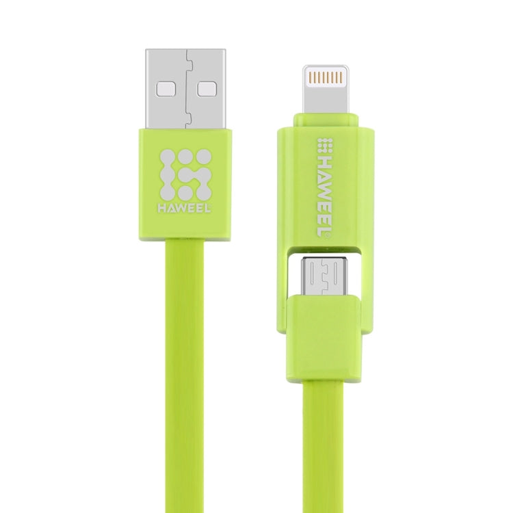 Cavo di ricarica per sincronizzazione dati HAWEEL da 1 m 2 in 1 Micro USB e 8 pin a USB, 2 in 1 Cable in two connectors, 2 in 1 Cavo di ricarica per sincronizzazione dati HAWEEL da 1 m 2 in 1 Micro USB e 8 pin a USB, 2 in 1 Cable in two connectors, 2 in 1